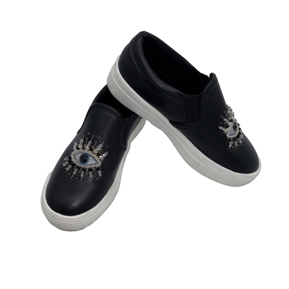 Kurt Geiger-‎ London Flat Sneakers Size 36,  US 6 Black Beaded Evil Eye Leather